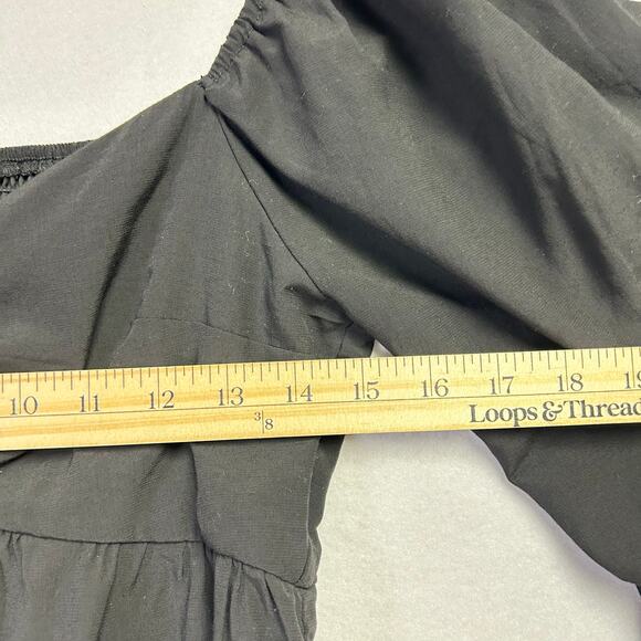 Feminine Romantic Modern Black Long Sleeve Puffed Sleeve Crop Top - Picture 8 of 11